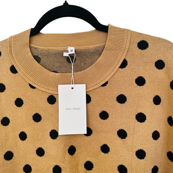 New Trend Polka Dot Sweater - Tan and Black - Picture 4 of 8